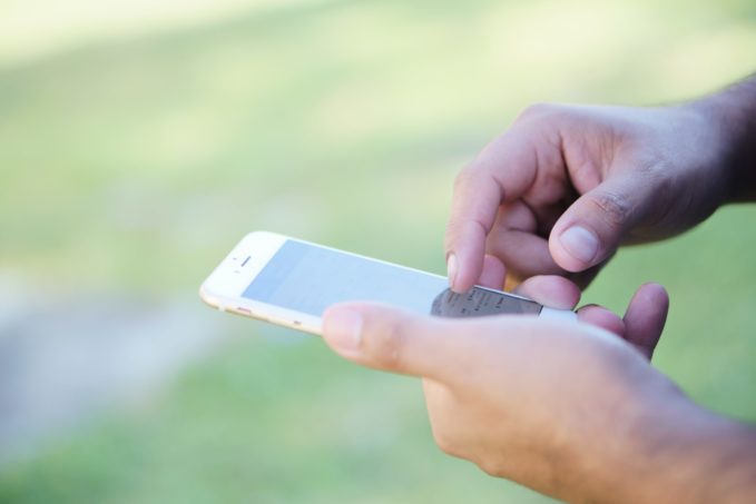 person checking social media